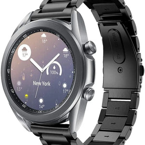 Titanium Strap, black, on a watch, 3/4 front view