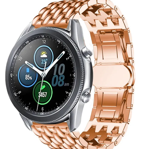 Steel Dragon Strap, rose gold, on a watch, 3/4 front view