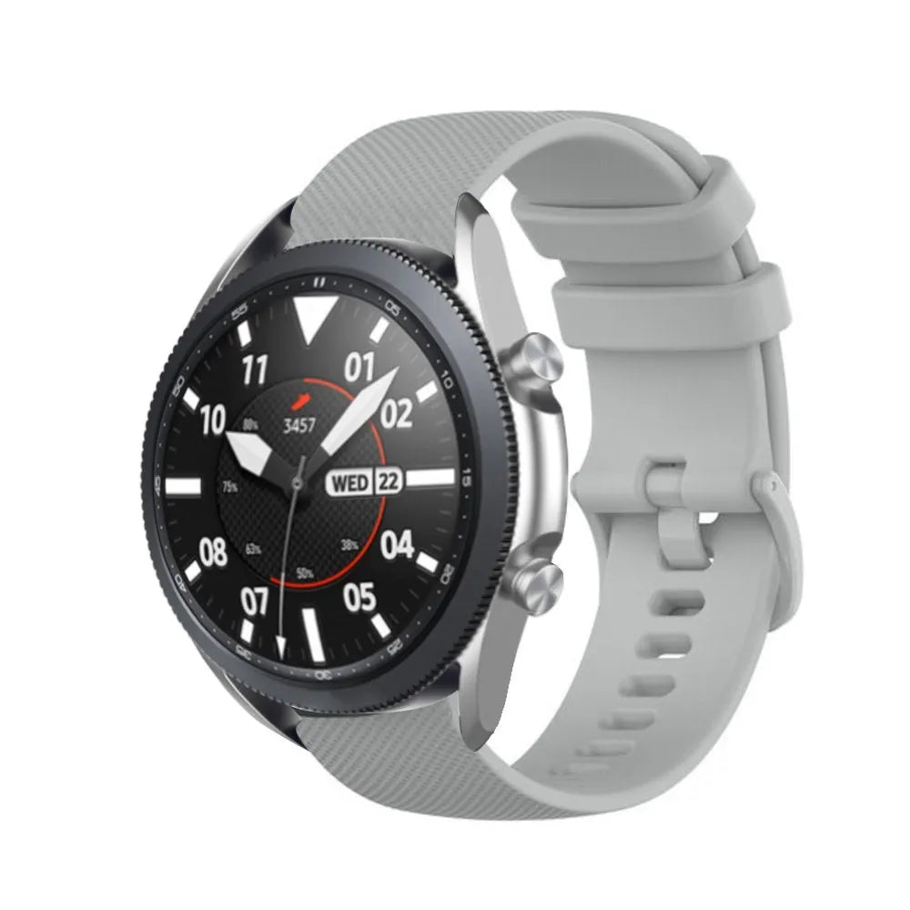 Premium Silicone Strap, grey, on a watch, 3/4 front view