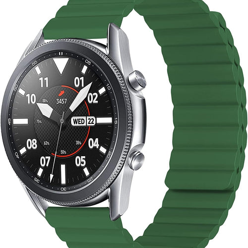 Magnetic Silicone Strap, green, on a watch, 3/4 front view
