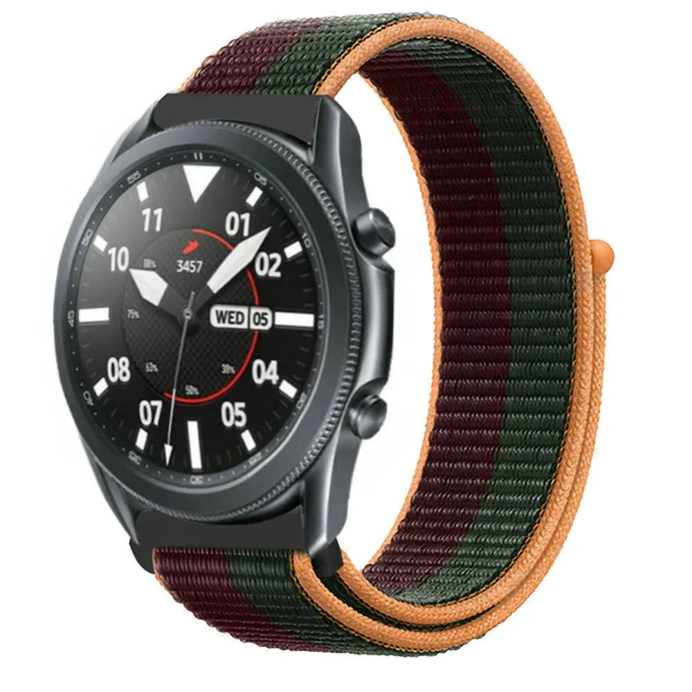 Nylon Strap, dark cherry, on a watch, 3/4 front view