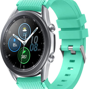 Twill Silicone Strap, aqua, on a watch, 3/4 front view