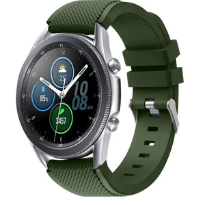 Twill Silicone Strap, army green, on a watch, 3/4 front view