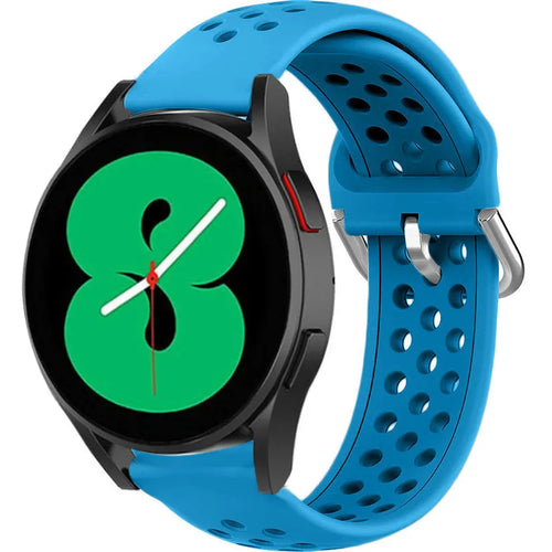 Breathable Silicone Strap, light blue, on a watch, 3/4 front view