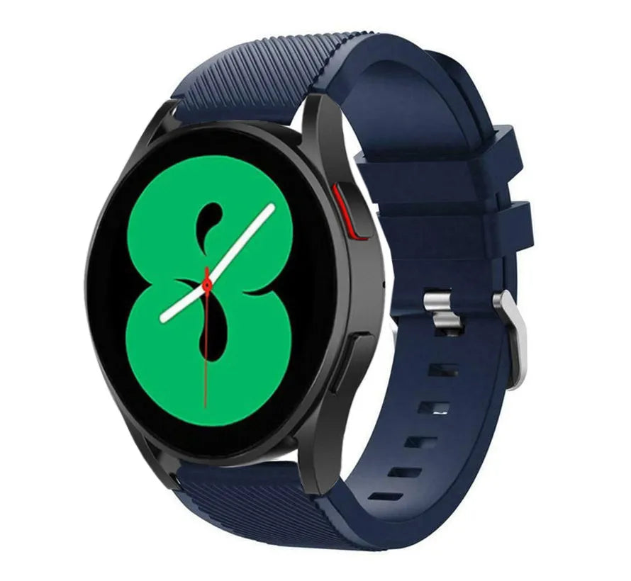 Twill Silicone Strap, dark blue, on a watch, 3/4 front view