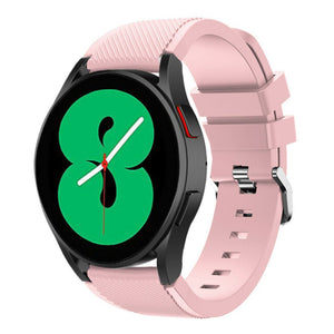 Twill Silicone Strap, pink, on a watch, 3/4 front view