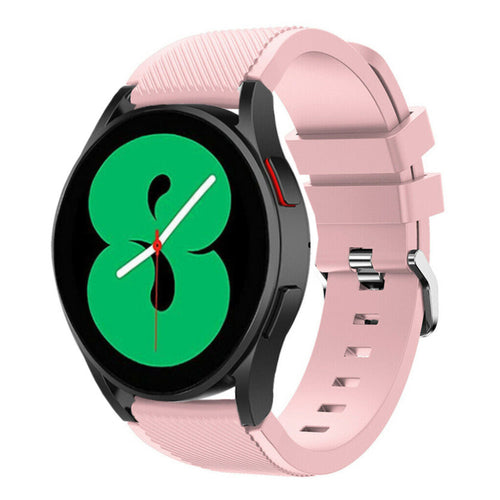 Twill Silicone Strap, pink, on a watch, 3/4 front view