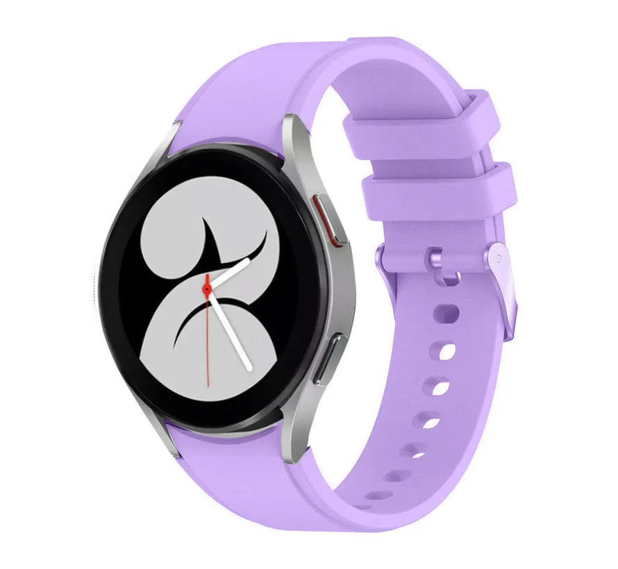 Silicone Strap 'Perfect Fit', lilac, on a watch, 3/4 front view