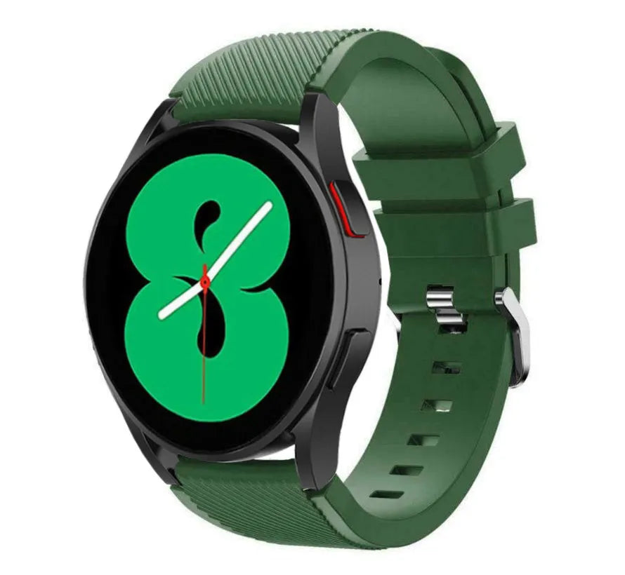 Twill Silicone Strap, army green, on a watch, 3/4 front view