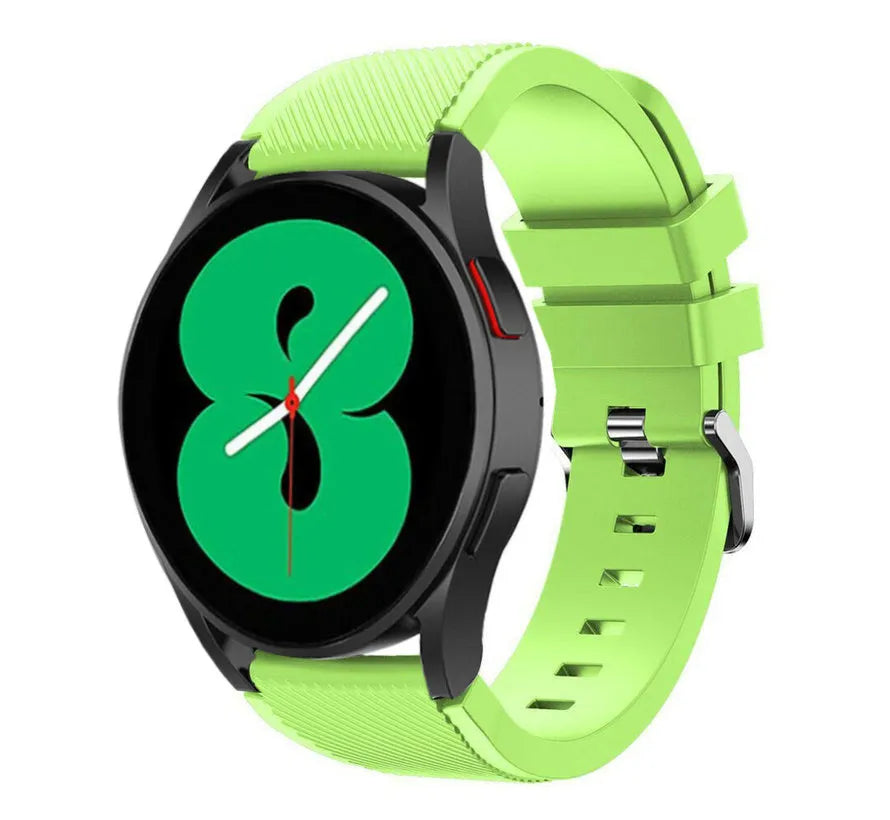 Twill Silicone Strap, light green, on a watch, 3/4 front view