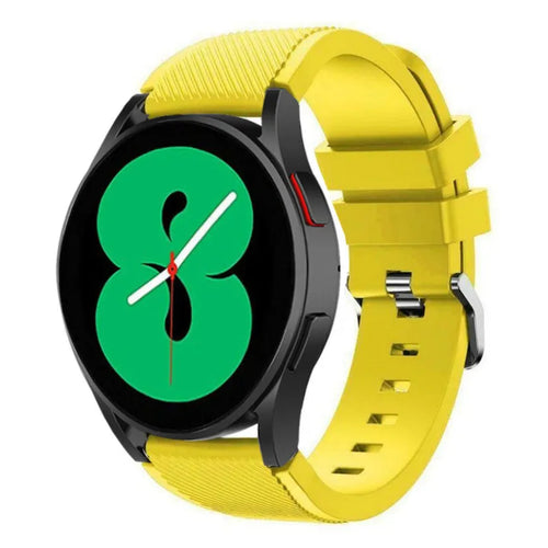 Twill Silicone Strap, yellow, on a watch, 3/4 front view