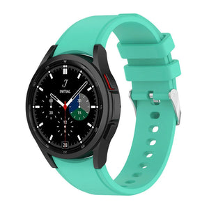 Silicone Strap 'Perfect Fit', aqua, on a watch, 3/4 front view