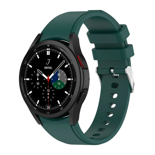 Silicone Strap 'Perfect Fit', dark green, on a watch, 3/4 front view