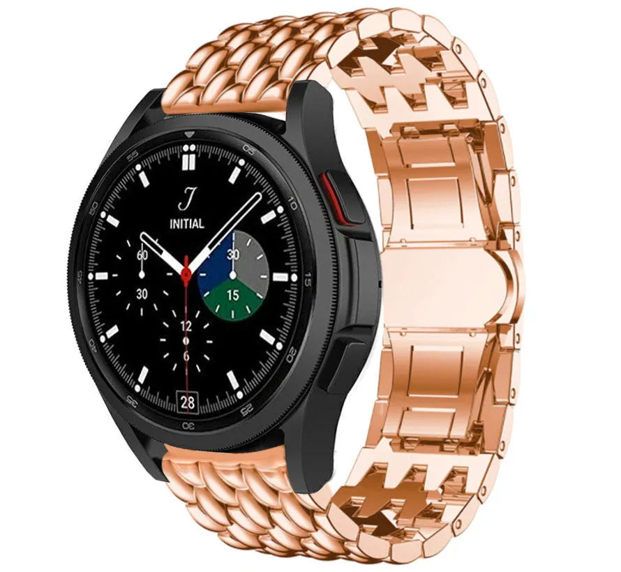 Steel Dragon Strap, rose gold, on a watch, 3/4 front view