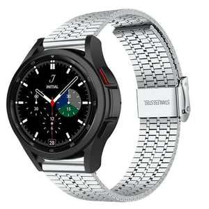 Fine Steel Strap, silver, on a watch, 3/4 front view