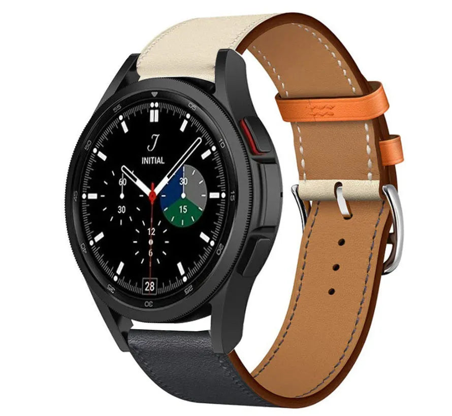 Leather Strap 'Duo', on a watch, 3/4 front view