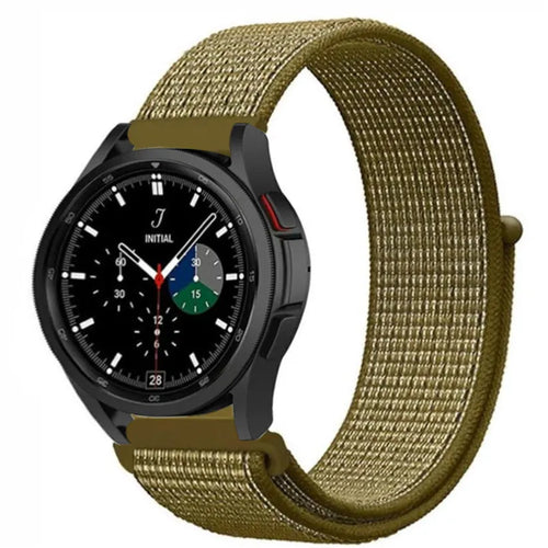 Nylon Strap, olive, on a watch, 3/4 front view