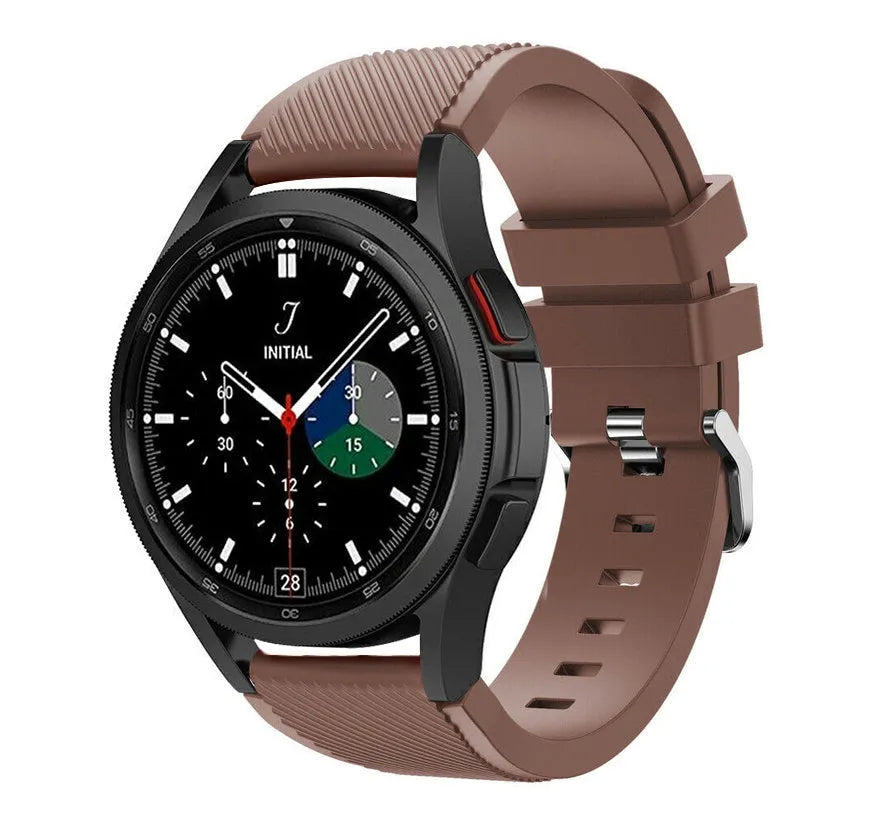 Twill Silicone Strap, brown, on a watch, 3/4 front view