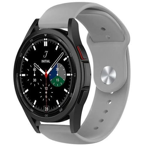 Silicone Sport Strap, grey, on a watch, 3/4 front view