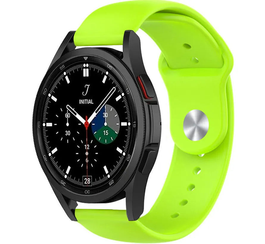Silicone Sport Strap, light green, on a watch, 3/4 front view