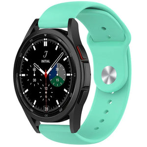 Silicone Sport Strap, aqua, on a watch, 3/4 front view