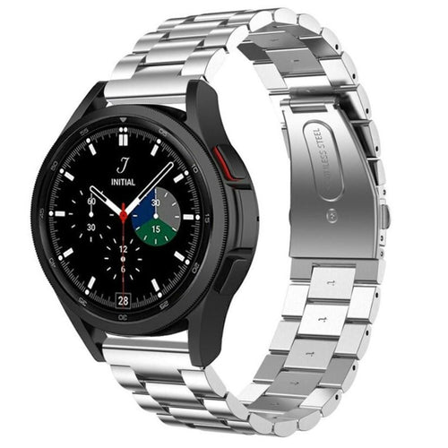Steel Strap, silver, on a watch, 3/4 front view