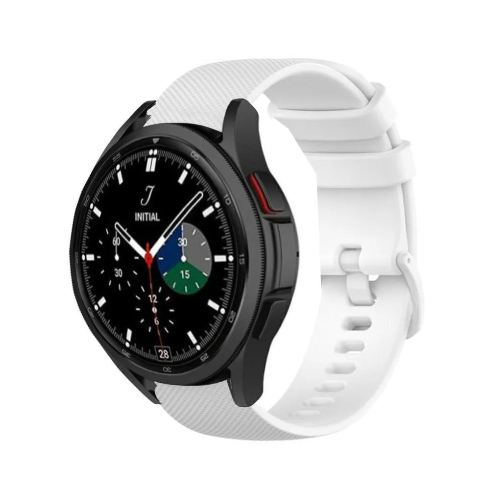 Premium Silicone Strap, white, on a watch, 3/4 front view