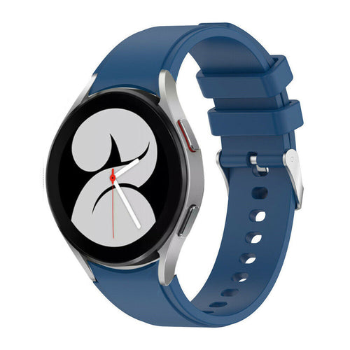 Silicone Strap 'Perfect Fit', blue, on a watch, 3/4 front view