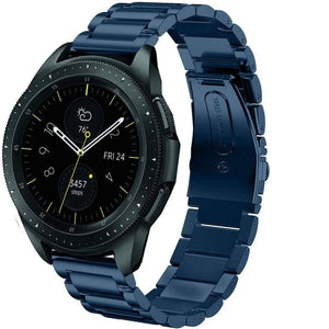 Steel Strap, blue, on a watch, 3/4 front view