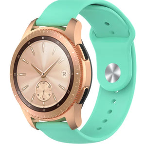 Silicone Sport Strap, aqua, on a watch, 3/4 front view