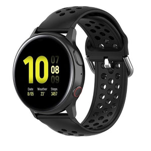 Breathable Silicone Strap, black, on a watch, 3/4 front view