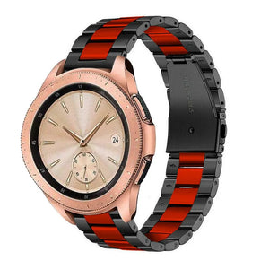 Steel Strap, black/red, on a watch, 3/4 front view