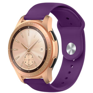 Silicone Sport Strap, purple, on a watch, 3/4 front view