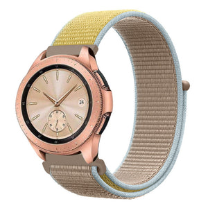 Nylon Strap, camel, on a watch, 3/4 front view