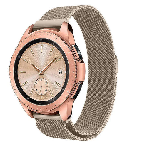 Milanese Strap, champagne, on a watch, 3/4 front view