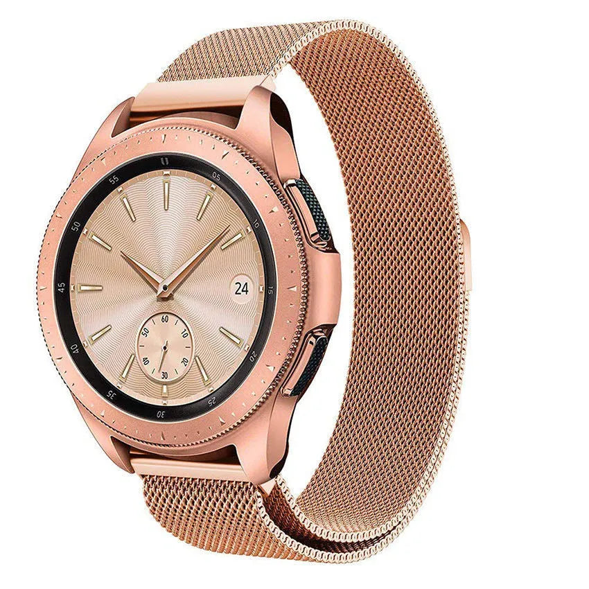 Milanese Strap, rose gold, on a watch, 3/4 front view