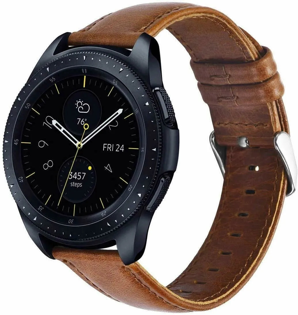 Leather Strap, on a watch, 3/4 front view