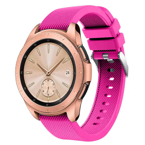 Twill Silicone Strap, bright pink, on a watch, 3/4 front view