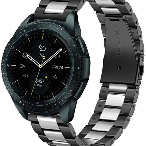 Steel Strap, black/silver, on a watch, 3/4 front view