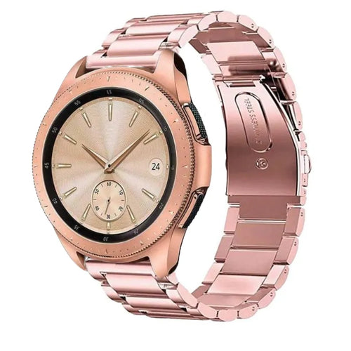 Steel Strap, pink, on a watch, 3/4 front view