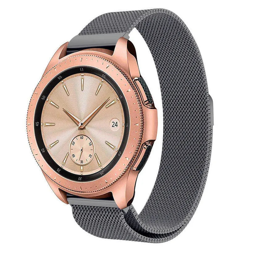 Milanese Strap, space grey, on a watch, 3/4 front view