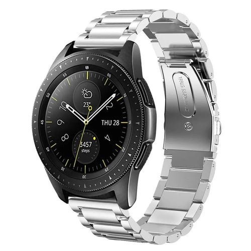 Titanium Strap, silver, on a watch, 3/4 front view