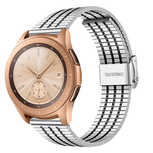 Fine Steel Strap, silver/black, on a watch, 3/4 front view