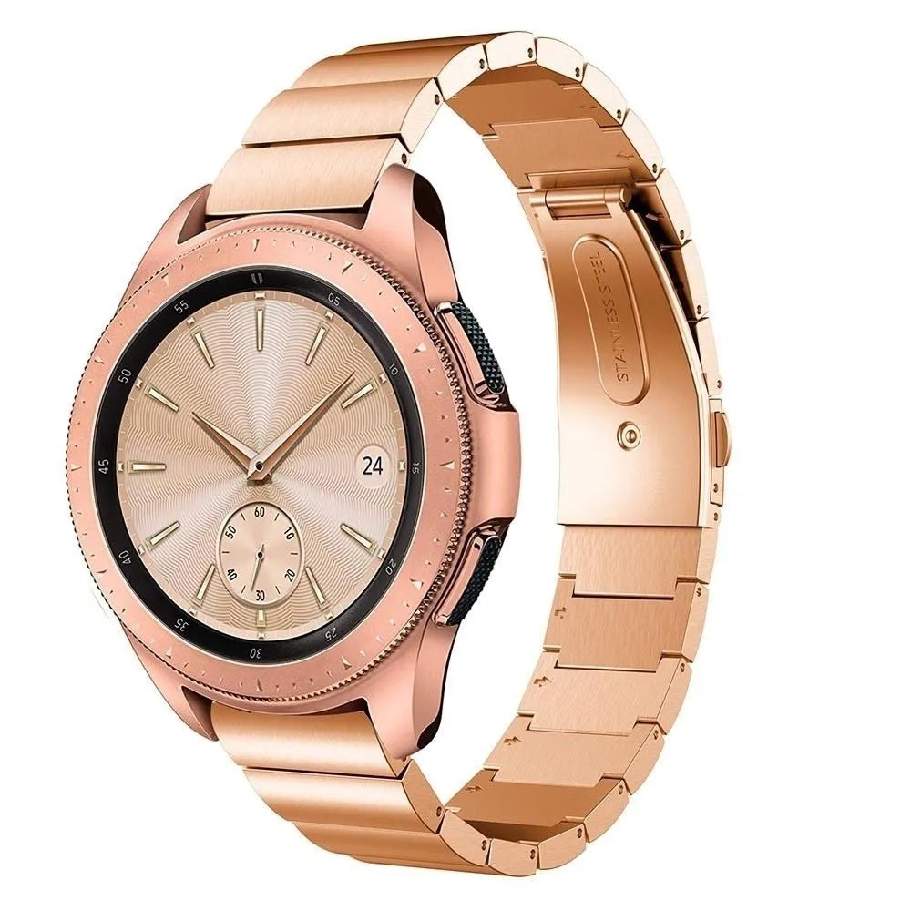 Premium Metal Strap, rose gold, on a watch, 3/4 front view