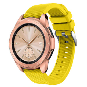 Twill Silicone Strap, yellow, on a watch, 3/4 front view