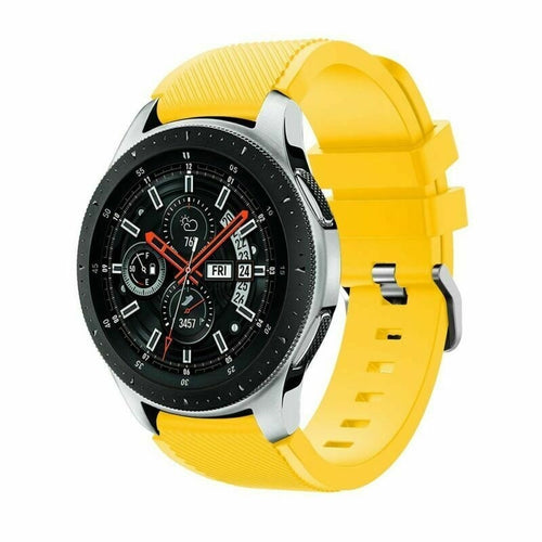 Twill Silicone Strap, yellow, on a watch, 3/4 front view
