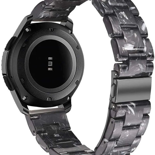 Metal Resin Strap, black/white, on a watch, 3/4 front view