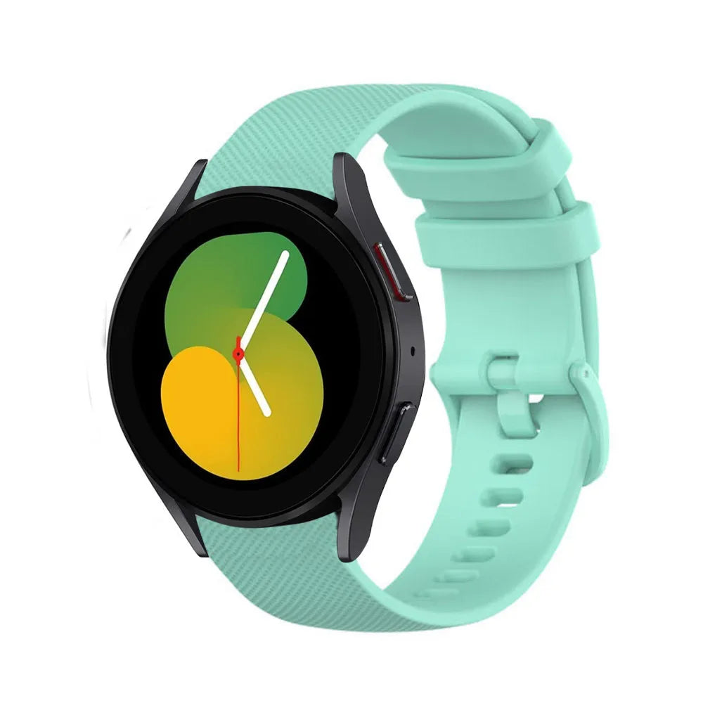 Premium Silicone Strap, aqua, on a watch, 3/4 front view