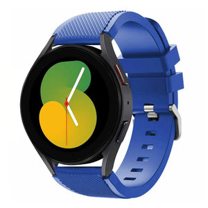 Twill Silicone Strap, blue, on a watch, 3/4 front view