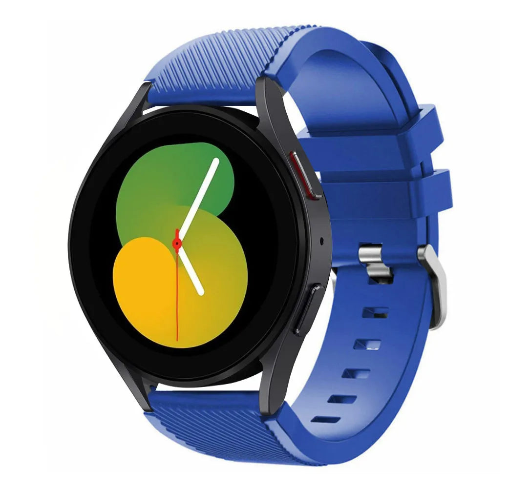 Twill Silicone Strap, blue, on a watch, 3/4 front view